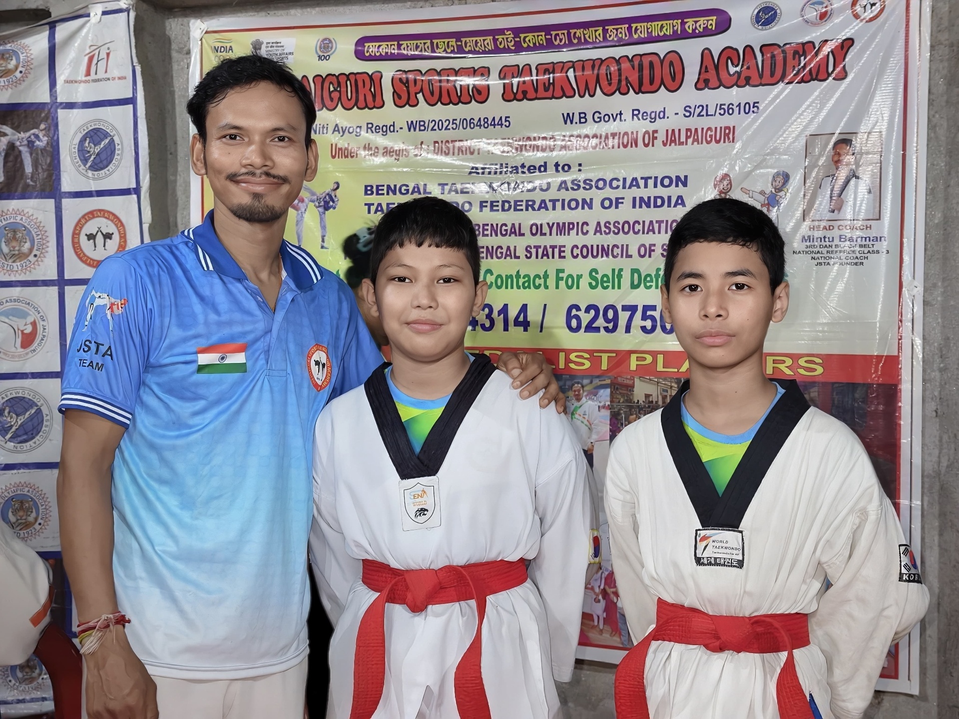 Two red-belt students
