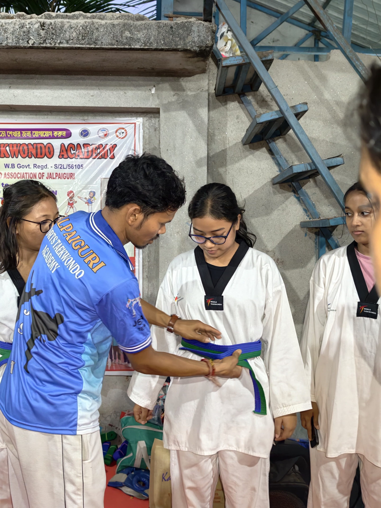 Coach with students
